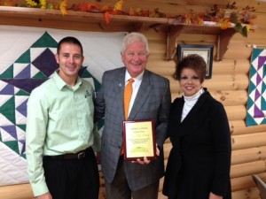 Tennessee's 38th district representative Kelly Keisling was recently recognized by the Scott County Chamber of Commerce for his ongoing commitment and dedicated service to Scott County. Keisling's district includes Clay County. Pictured with Keisling (center) are Scott Chamber President Vickie Jones and Chamber Treasurer Jacob Billingsley. (photo submitted)